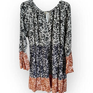 143 Story by Line Up Tiered Flowy Dress Long Bell Sleeve Floral Print  M